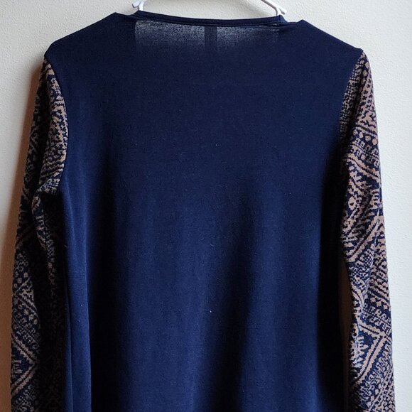 Pink Owl Navy/Tan Aztec Angled Open Cardigan Size Small - Picture 13 of 14